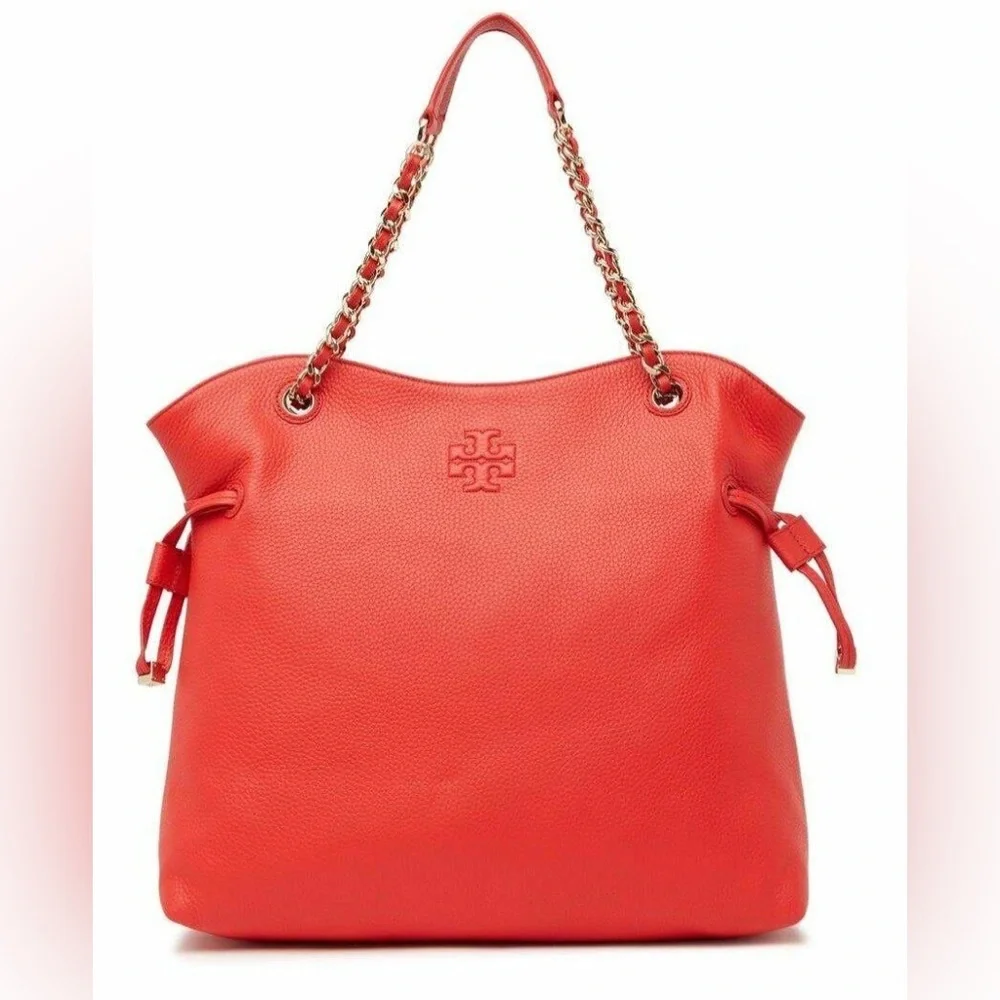 Tory Burch Thea Slouchy Chain Tote in Brilliant Red